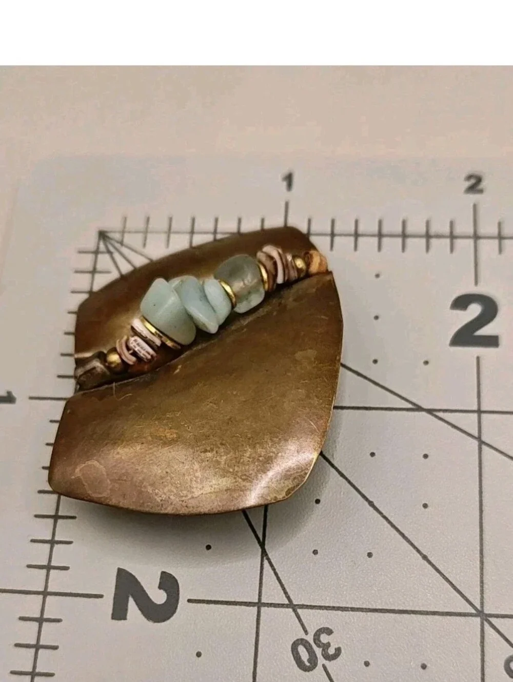 Elaine Coyne Artesian Crystal Chips Brass Metal Earrings Modern Brutalist Chunky